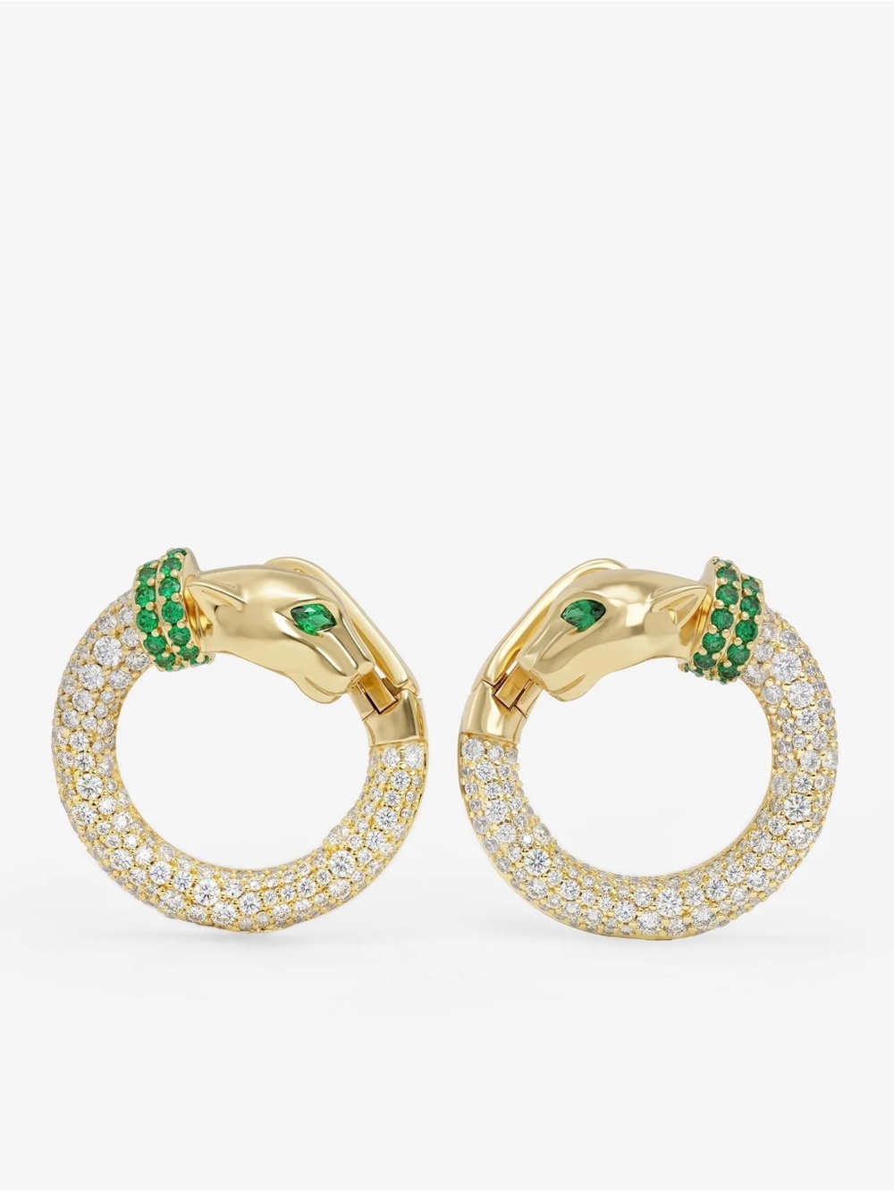 Melinda Maria Gold Hoop Earrings with Green Accent Stones